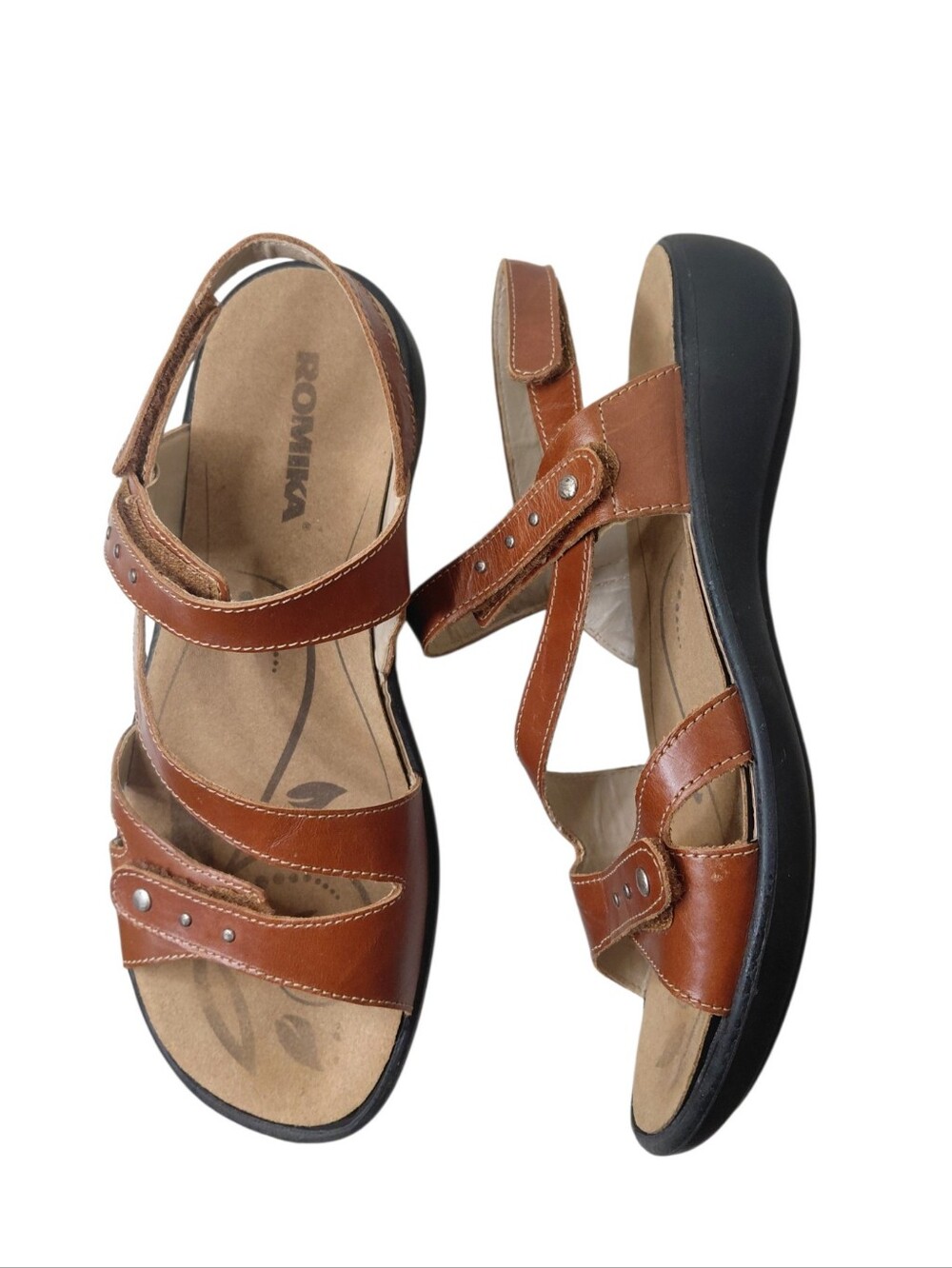Romika Women's Brown Leather Comfort Sandals Size 8